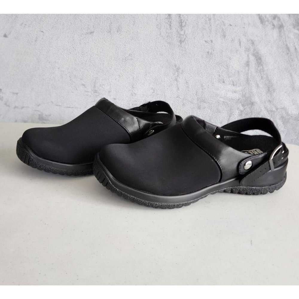 Drew Savannah Clogs Shoes Womens Size 7 Black Adjustable Slip On Comfort 7M